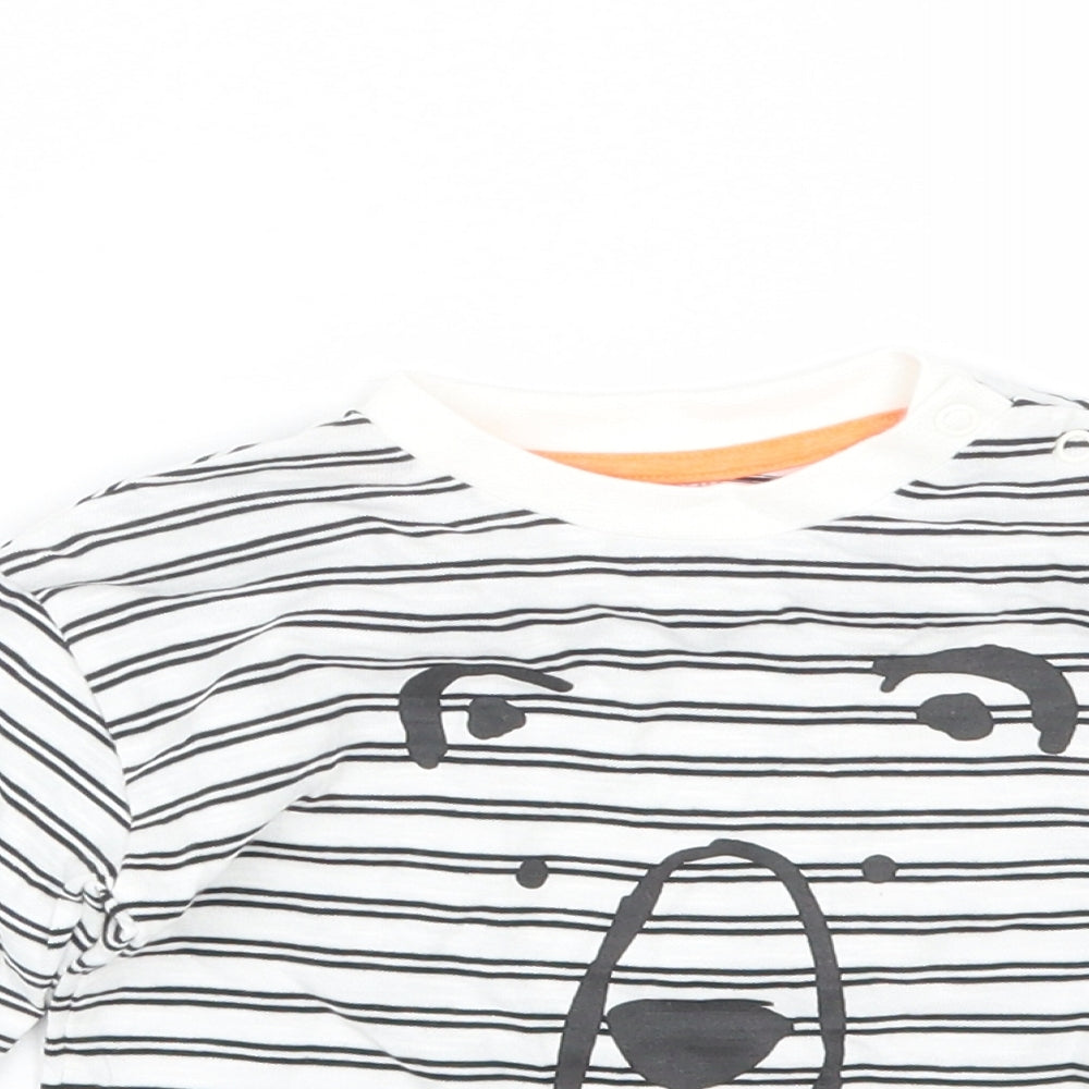 F&F Baby White Striped  Basic T-Shirt Size 6-9 Months