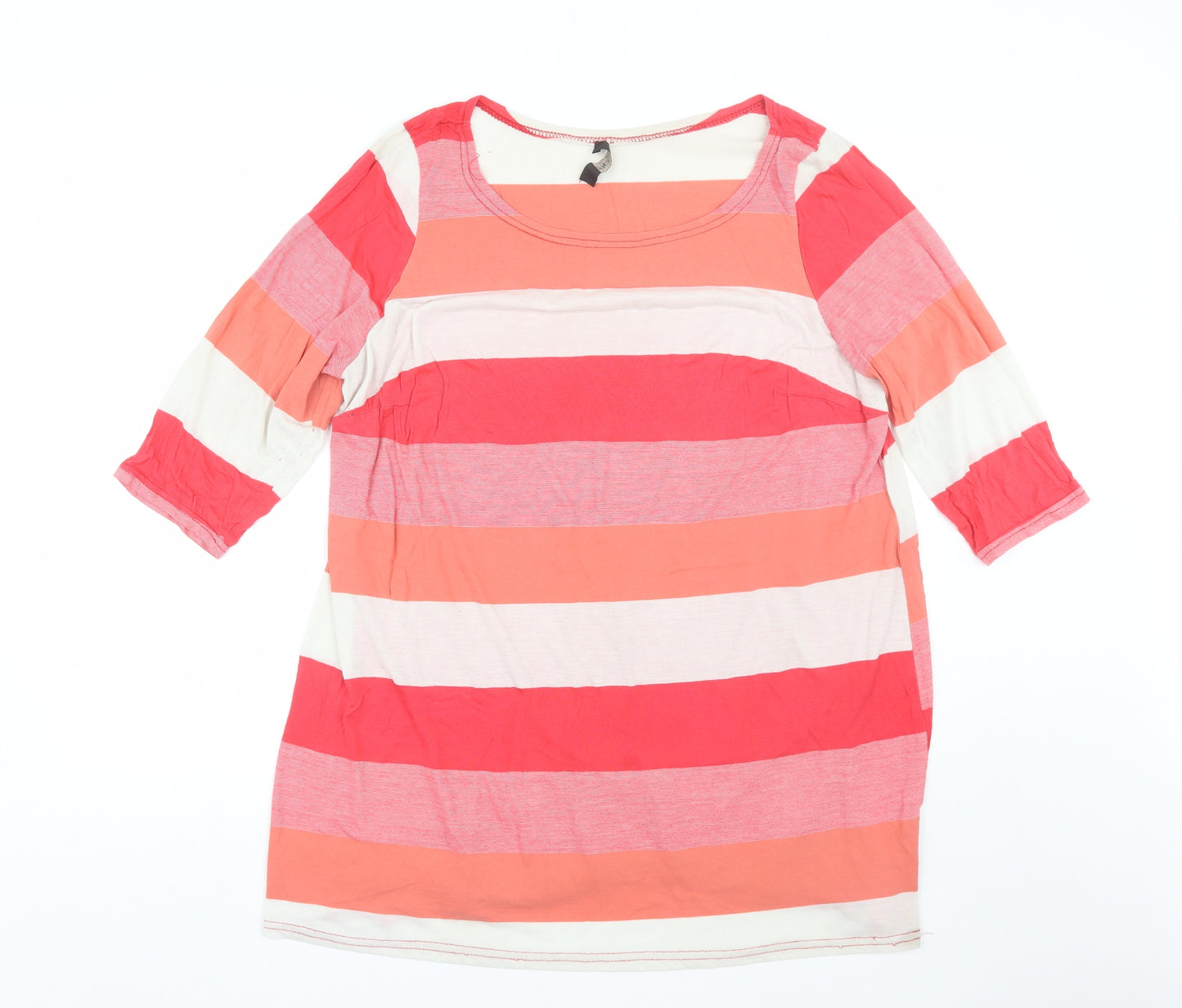 Cruz Womens Red Striped  Basic T-Shirt Size 22