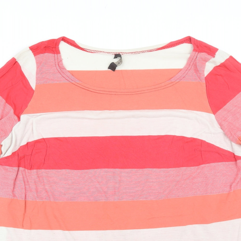 Cruz Womens Red Striped  Basic T-Shirt Size 22