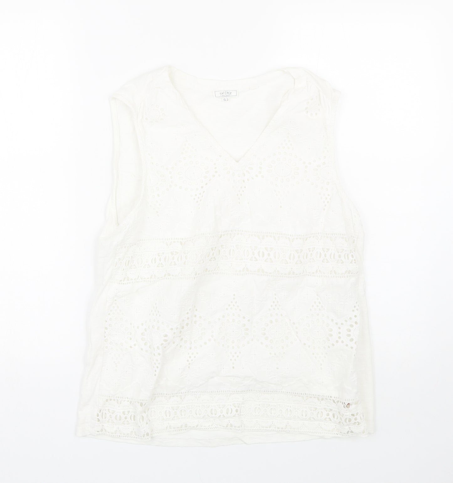 Fat Face Womens White Floral  Basic Tank Size 12
