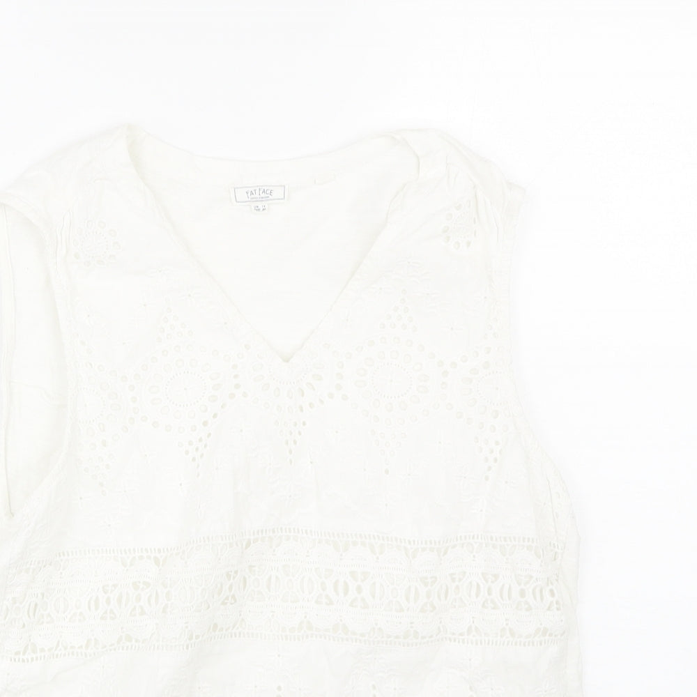 Fat Face Womens White Floral  Basic Tank Size 12