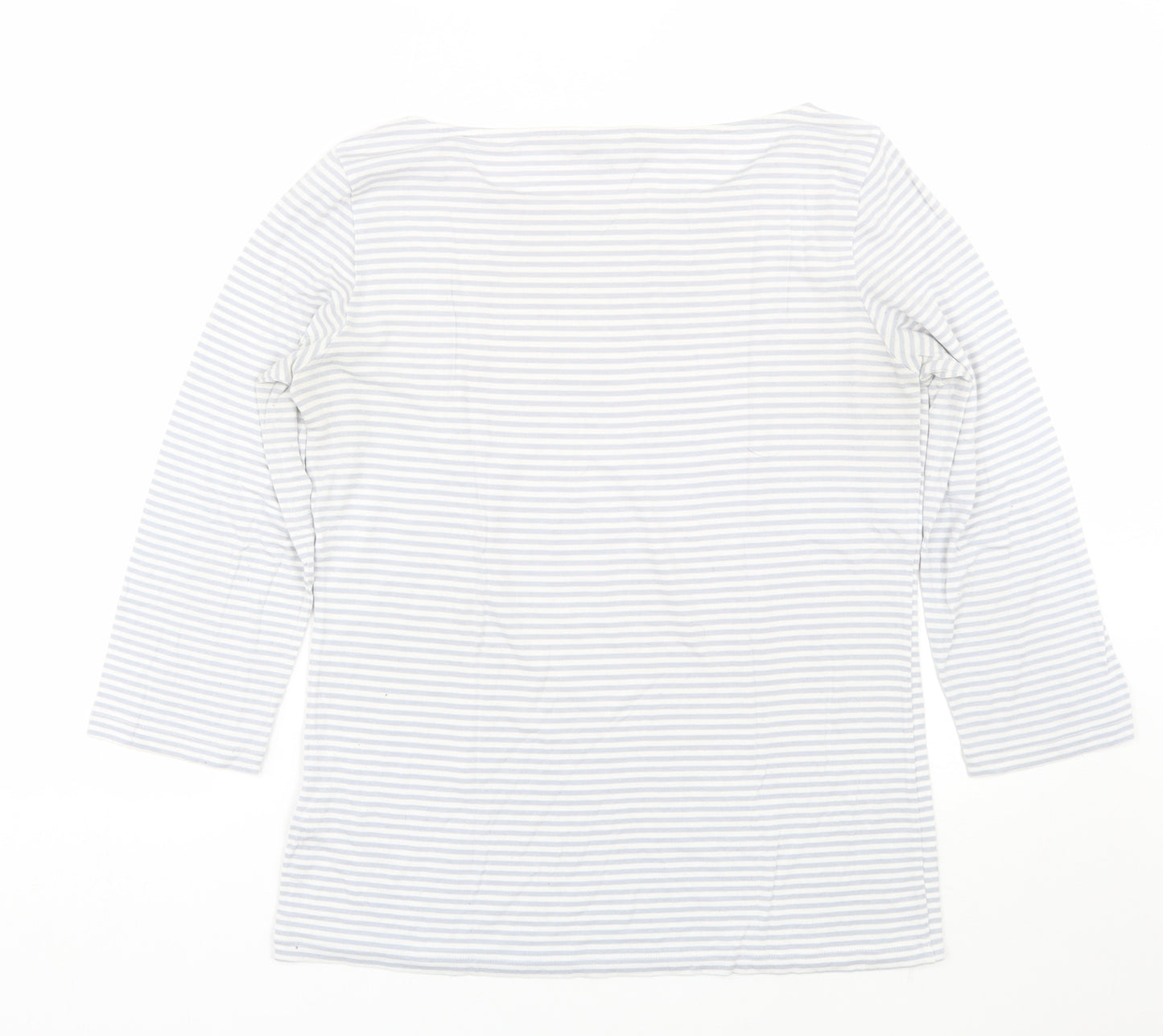 Hobbs Womens Grey Striped  Basic T-Shirt Size L