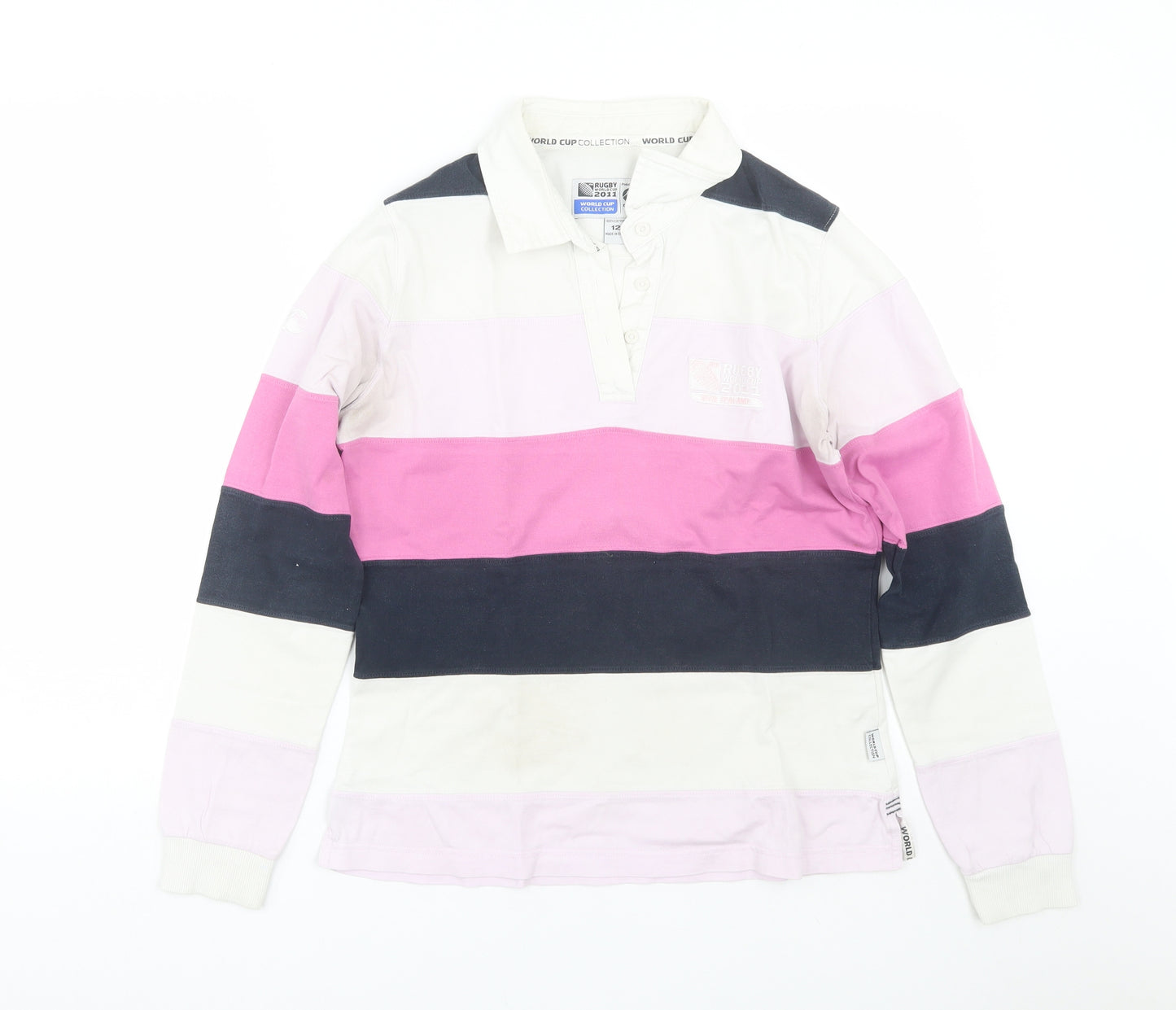 Rugby World Cup 2011 Womens Multicoloured Striped  Basic Polo Size 12  - Rugby World Cup 2011