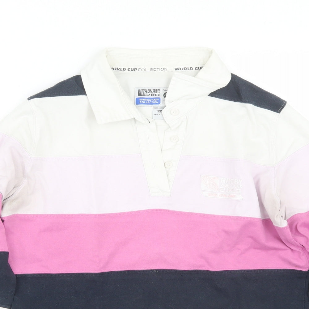 Rugby World Cup 2011 Womens Multicoloured Striped  Basic Polo Size 12  - Rugby World Cup 2011