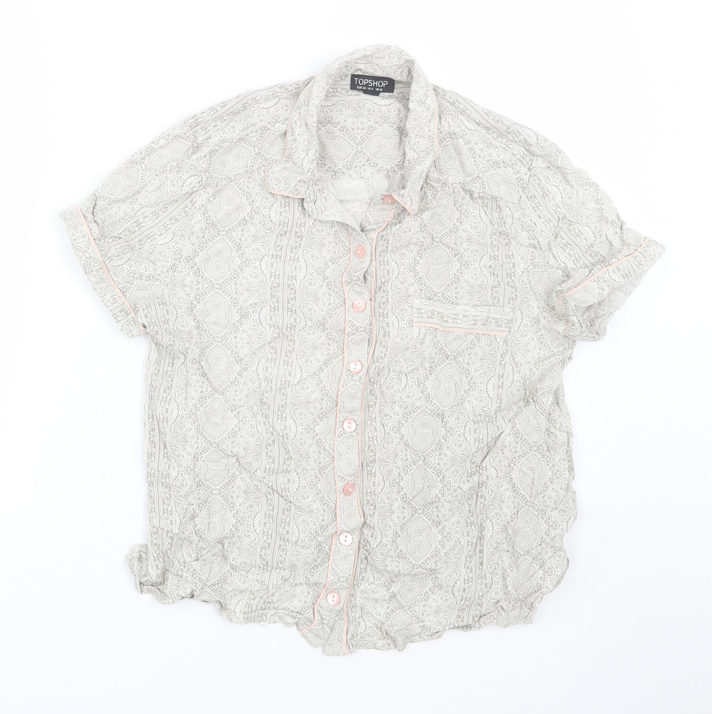 Topshop Womens Grey Paisley  Top Pyjama Top Size 10