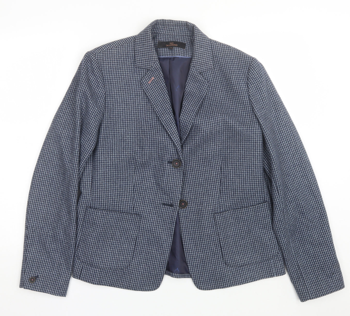 NEXT Womens Blue Houndstooth  Jacket Suit Size 18