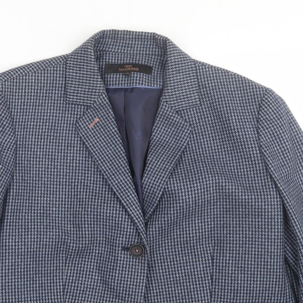 NEXT Womens Blue Houndstooth  Jacket Suit Size 18