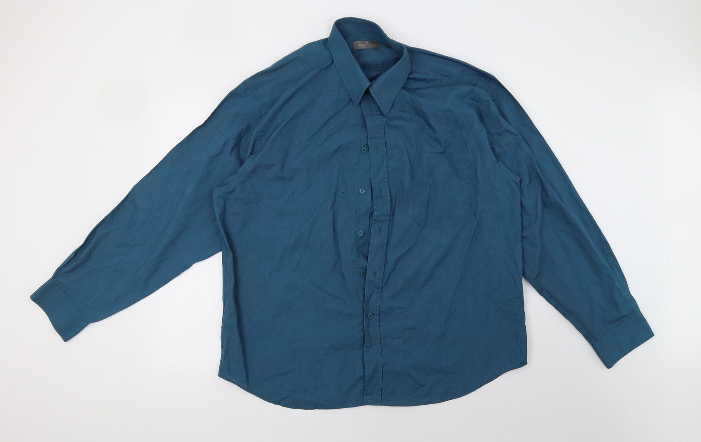 Essentials Mens Blue    Button-Up Size 17.5