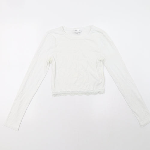 Topshop Womens White   Pullover Sweatshirt Size 10