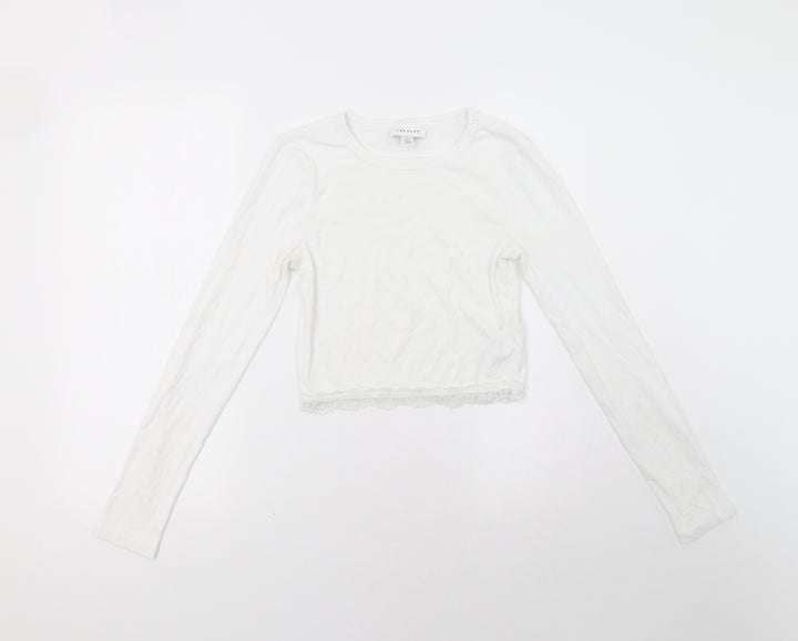 Topshop Womens White Pullover Sweatshirt Size 10