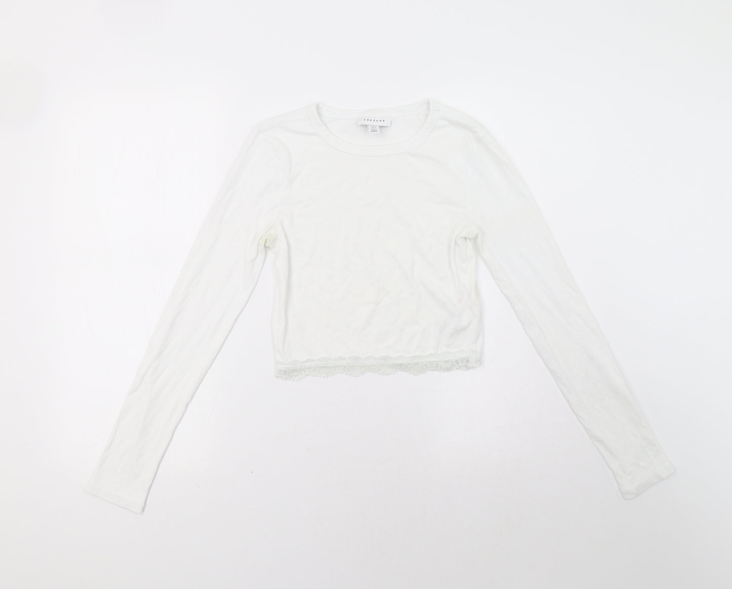 Topshop Womens White   Pullover Sweatshirt Size 10