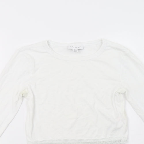 Topshop Womens White   Pullover Sweatshirt Size 10