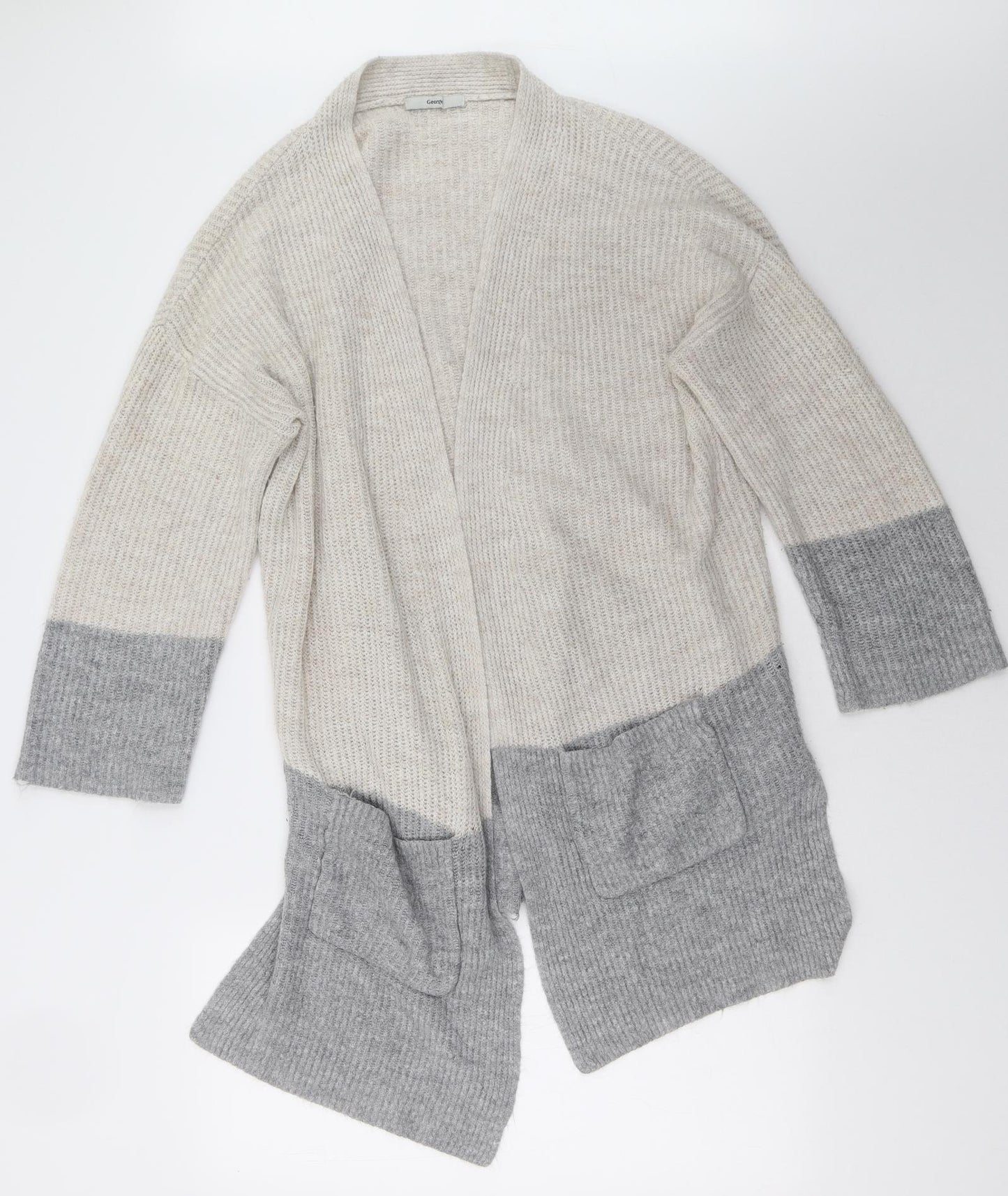 George Womens Grey Striped  Cardigan Jumper Size L