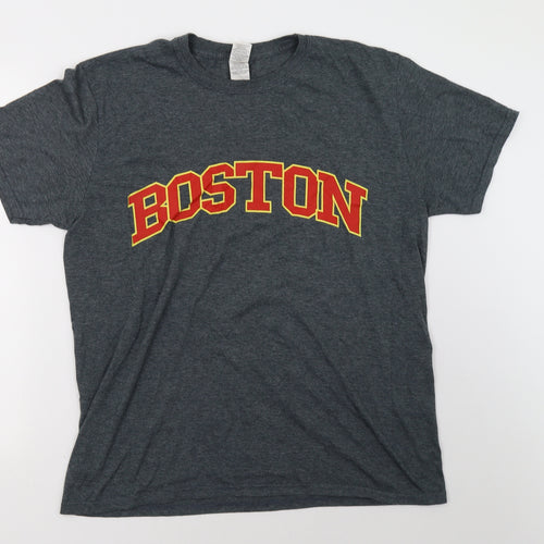 Gildan Mens Grey    T-Shirt Size L