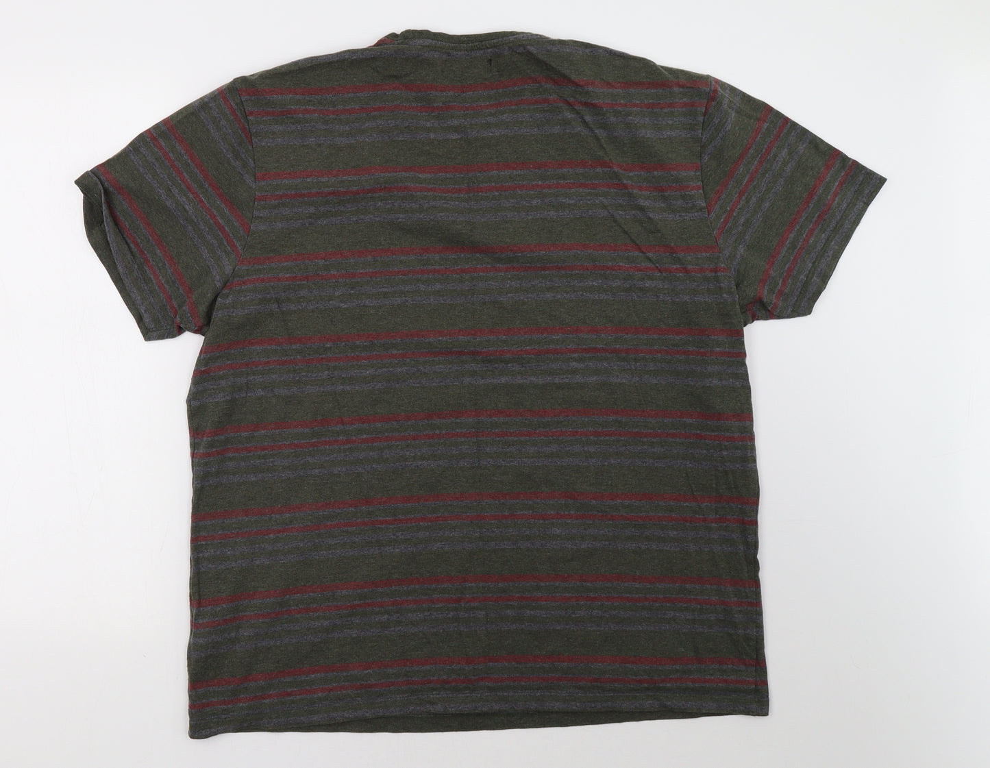 Peacocks Mens Green Striped   T-Shirt Size 2XL
