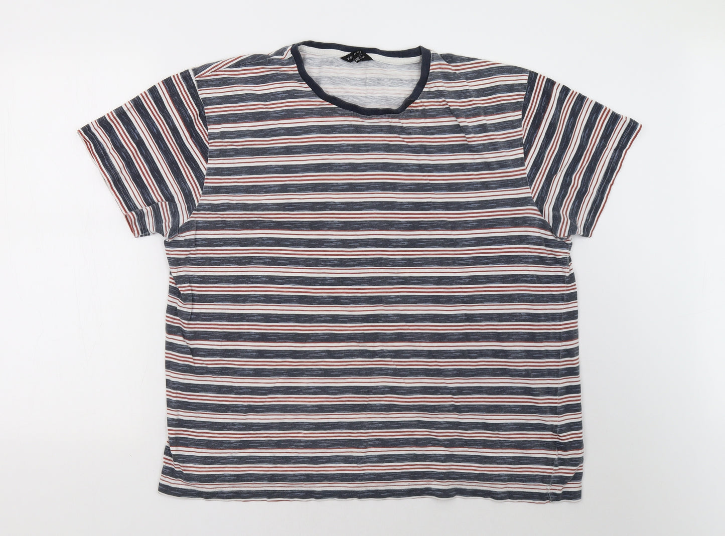Peacocks Mens Blue Striped   T-Shirt Size 2XL