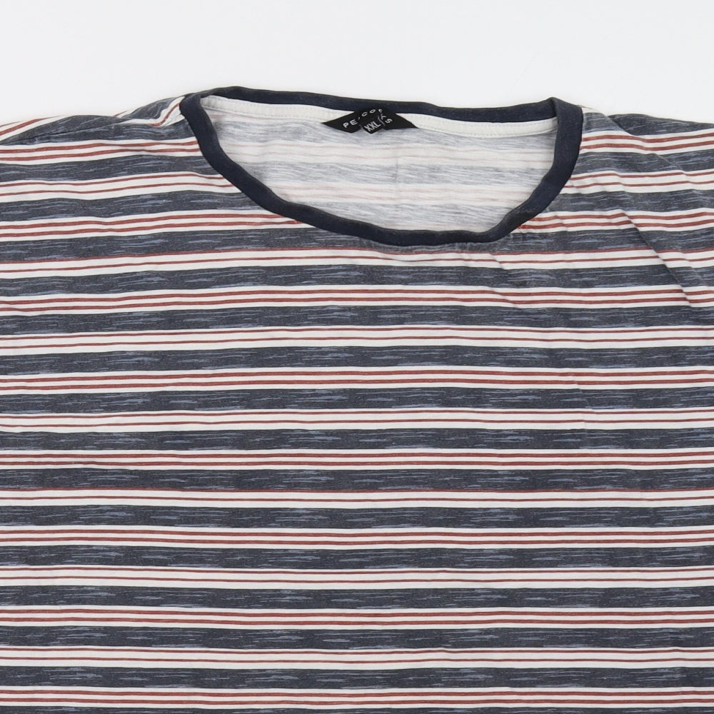 Peacocks Mens Blue Striped   T-Shirt Size 2XL