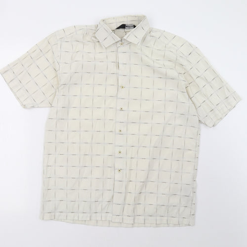 defines Mens White Check   Polo Size M