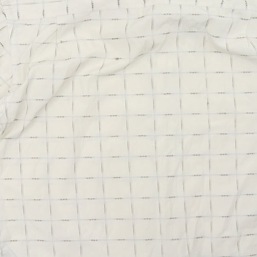 defines Mens White Check   Polo Size M