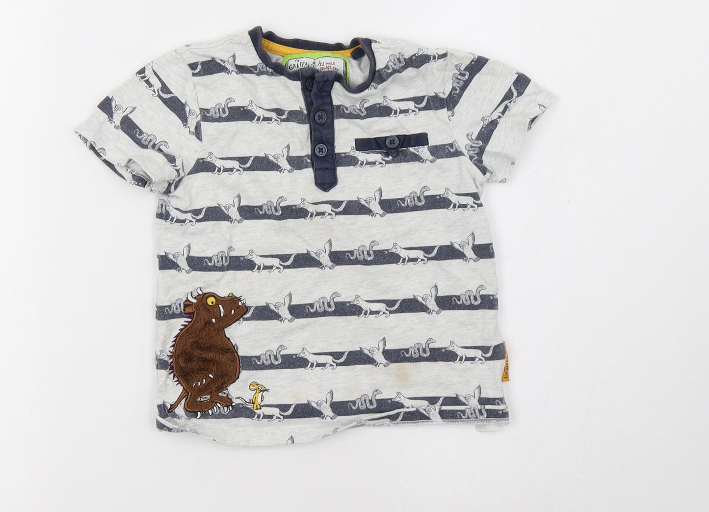 Sainsburys Boys Blue Striped  Basic T-Shirt Size 2-3 Years  - Gruffalo