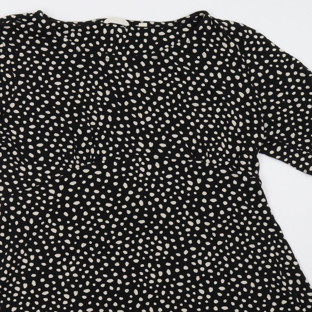 Fat Face Womens Black Polka Dot  A-Line  Size 14
