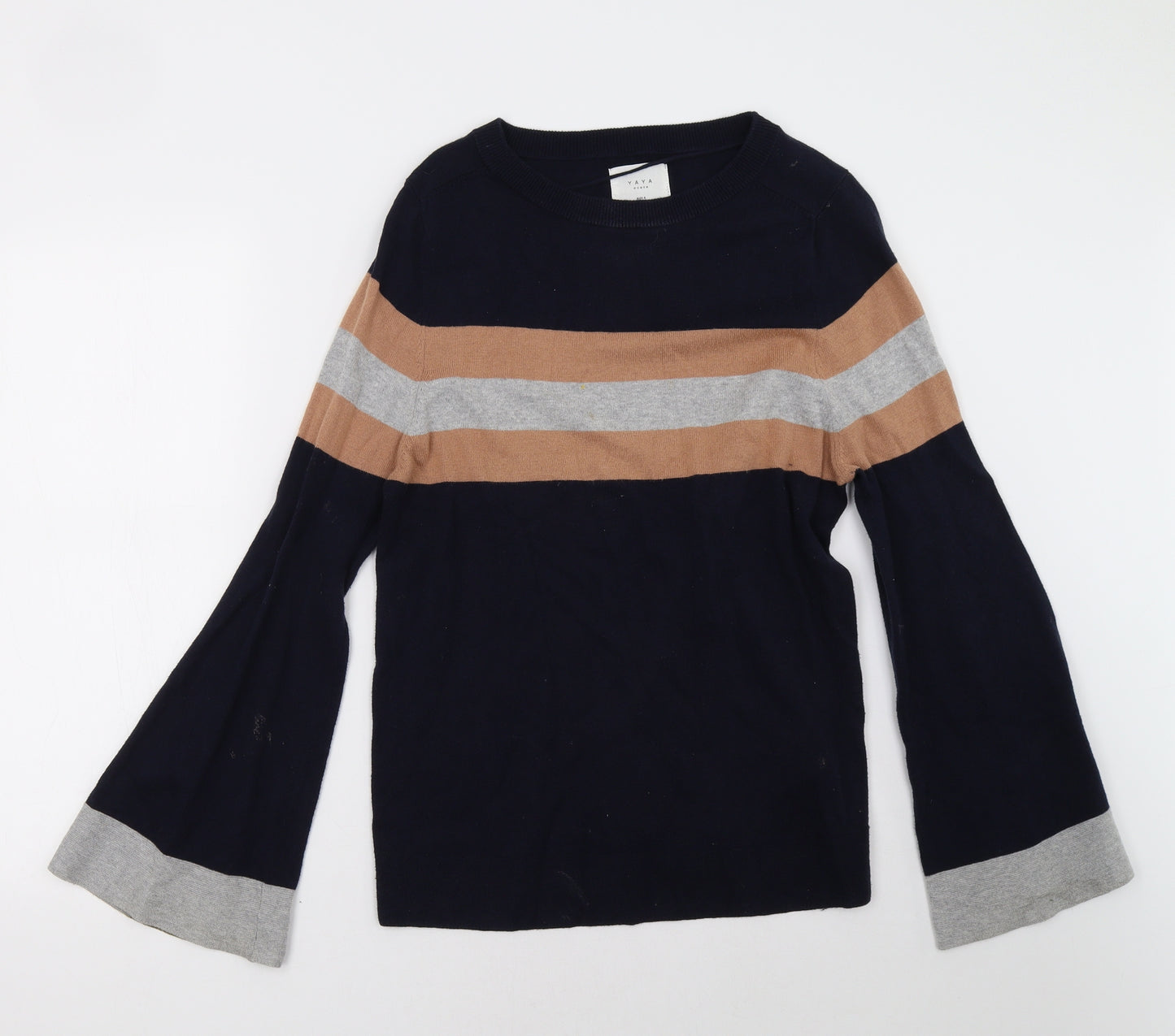 YAYA Womens Blue Striped  Pullover Sweatshirt Size S