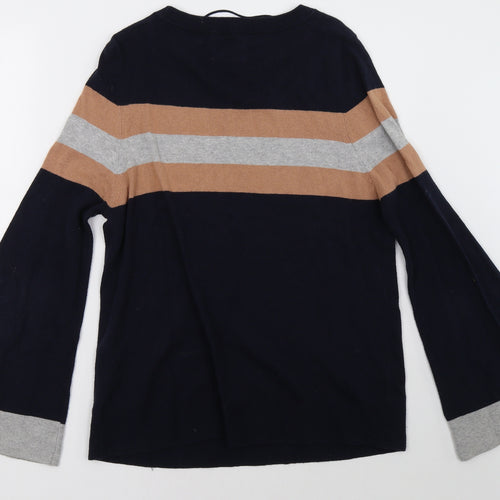 YAYA Womens Blue Striped  Pullover Sweatshirt Size S