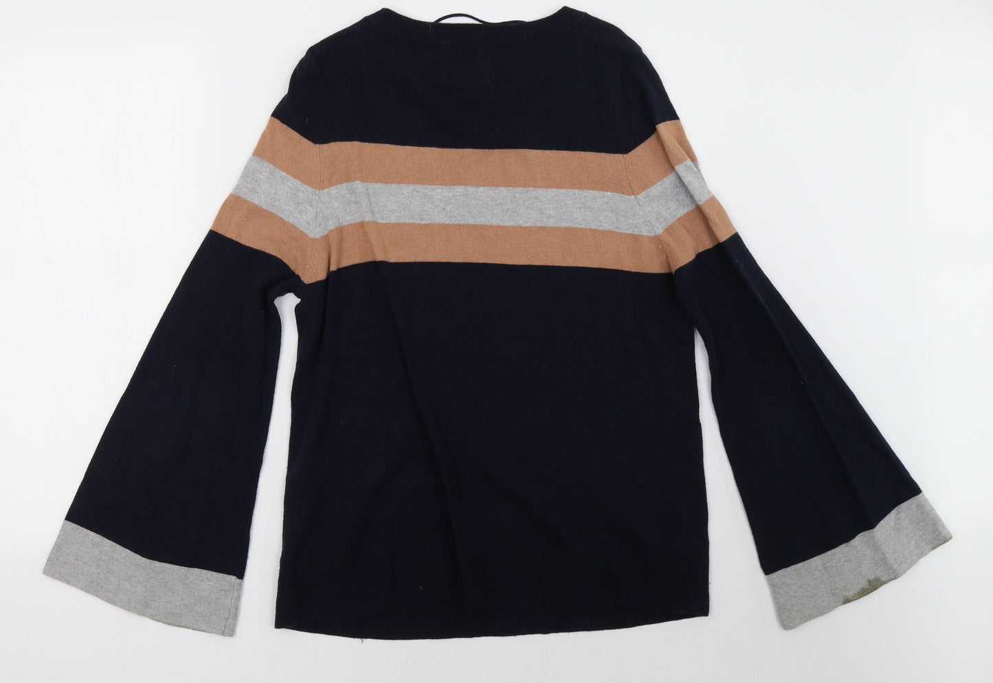 YAYA Womens Blue Striped  Pullover Sweatshirt Size S