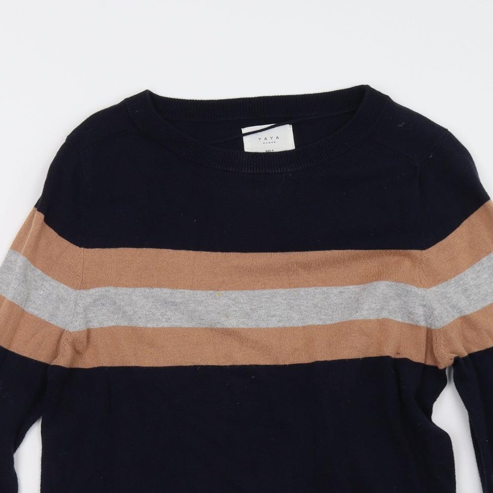 YAYA Womens Blue Striped  Pullover Sweatshirt Size S
