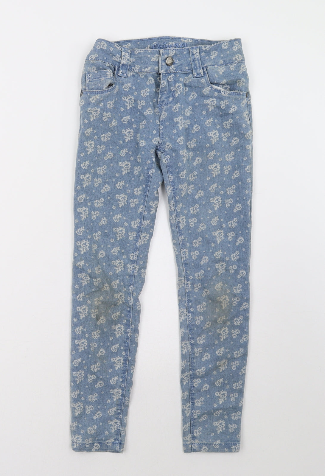 Primark Girls Blue Geometric  Skinny Jeans Size 8 Years