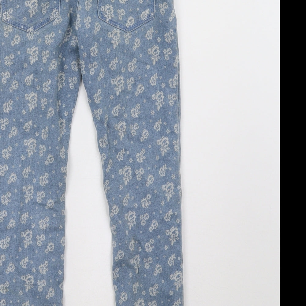Primark Girls Blue Geometric  Skinny Jeans Size 8 Years