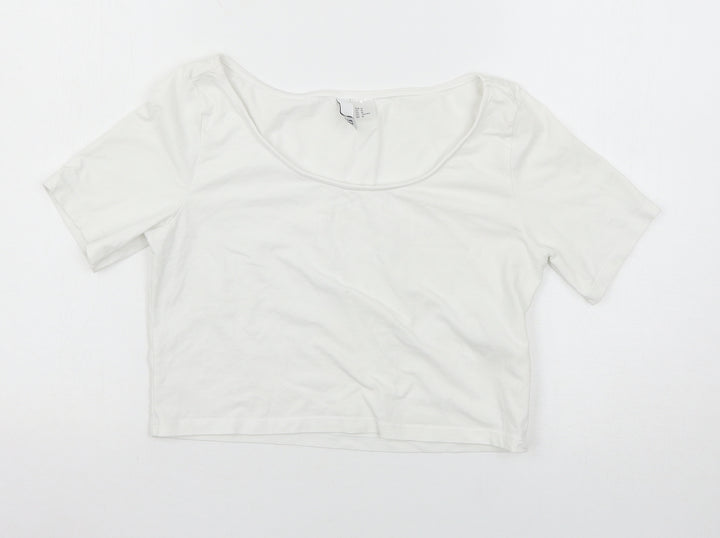 H&M Womens White Basic T-Shirt Size M