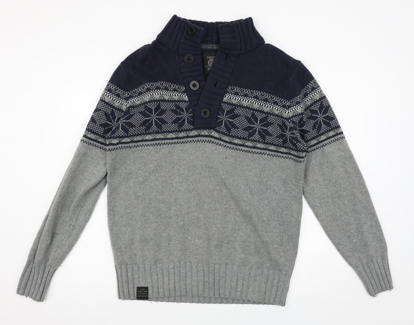 NEXT Mens Grey Argyle/Diamond  Pullover Jumper Size M