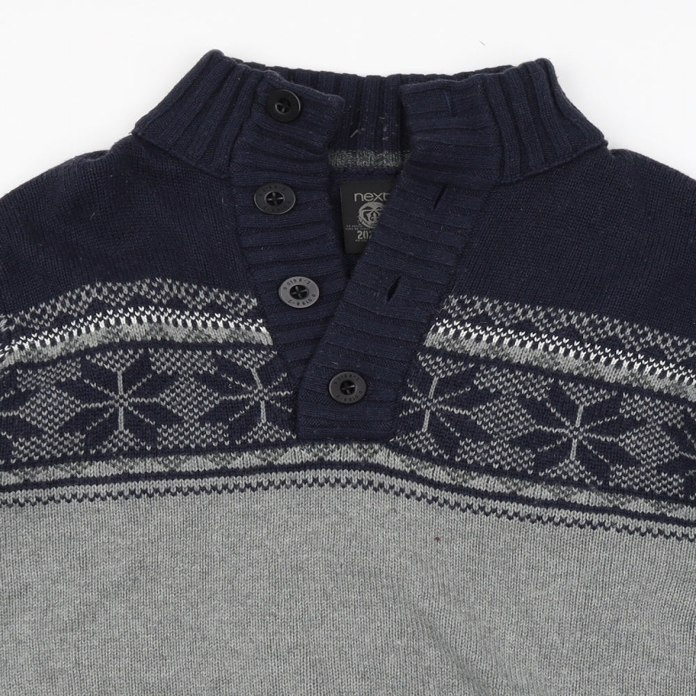 NEXT Mens Grey Argyle/Diamond  Pullover Jumper Size M