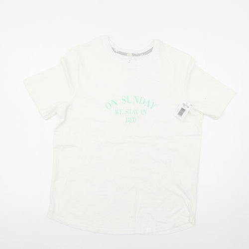 Time To Dream Womens White Solid  Top Pyjama Top Size 14