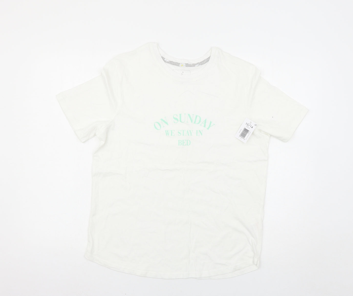 Time To Dream Womens White Solid  Top Pyjama Top Size 14