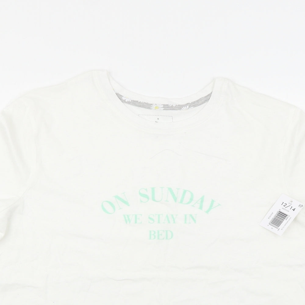 Time To Dream Womens White Solid  Top Pyjama Top Size 14