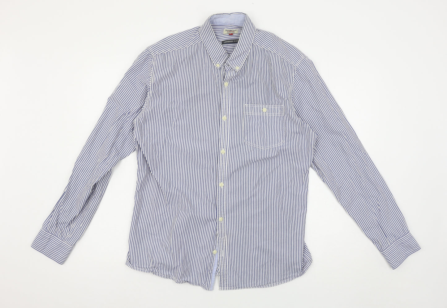 NEXT Mens Blue Striped   Button-Up Size L