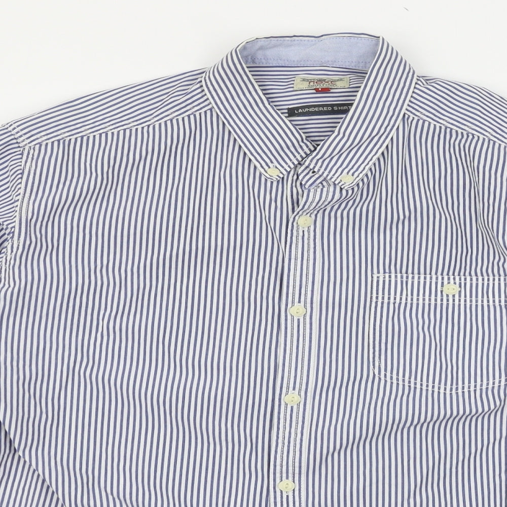 NEXT Mens Blue Striped   Button-Up Size L