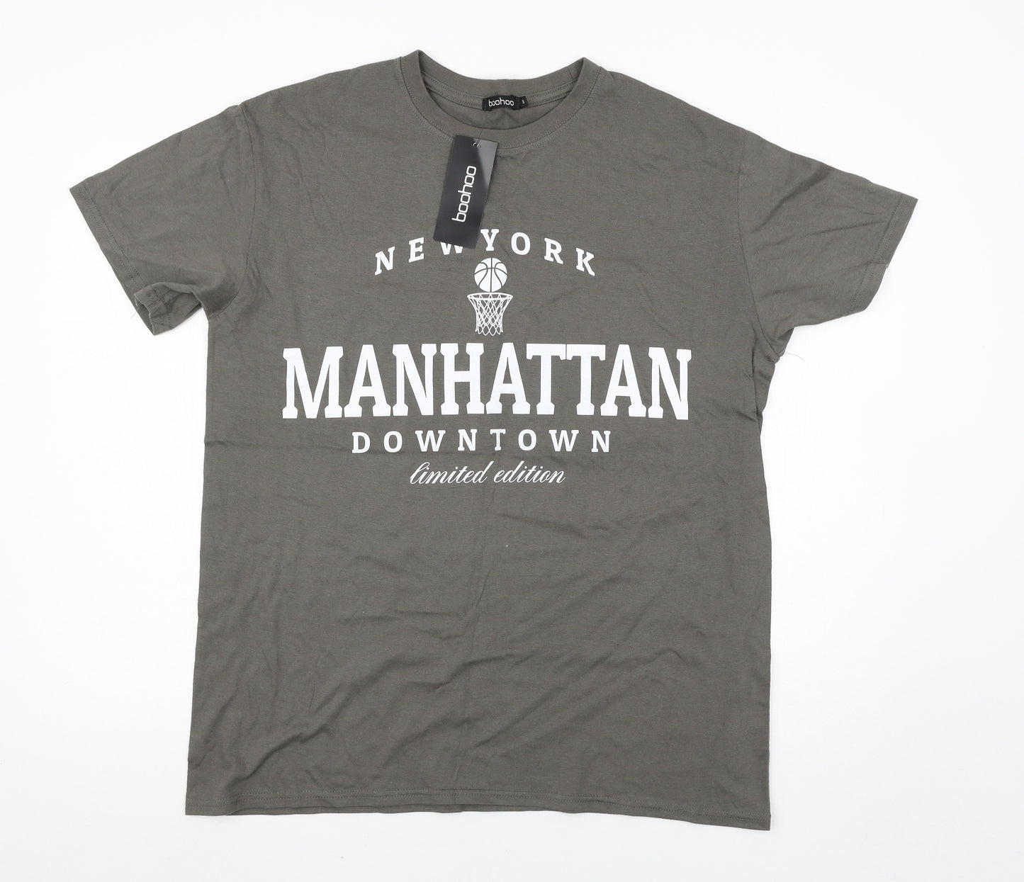 Boohoo Mens Grey    T-Shirt Size S
