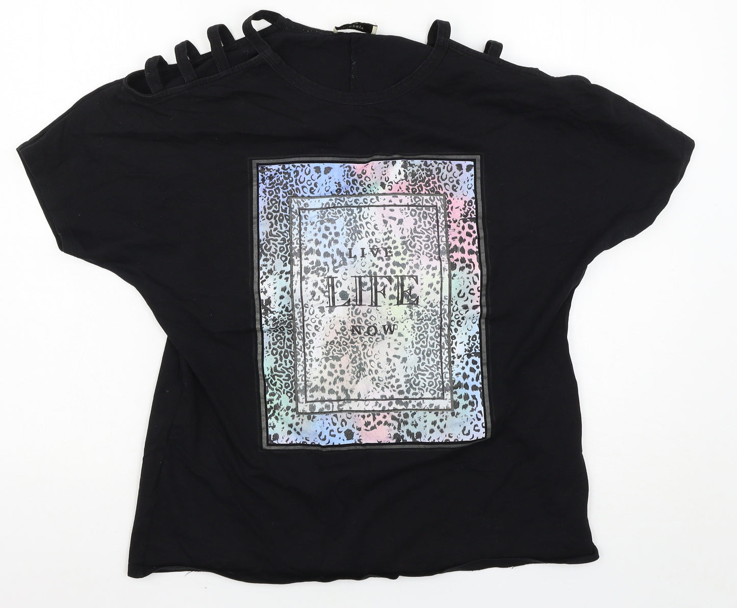 Papaya Womens Black   Basic T-Shirt Size 14