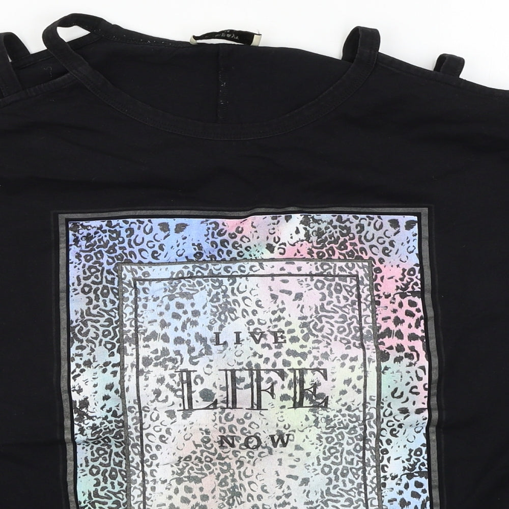 Papaya Womens Black   Basic T-Shirt Size 14