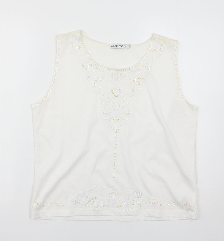 Emreco Womens White Basic Tank Size 16