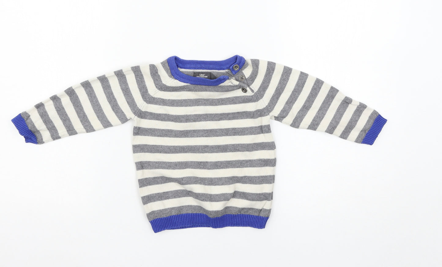 H&M Boys Grey Striped  Pullover Jumper Size 6-9 Months