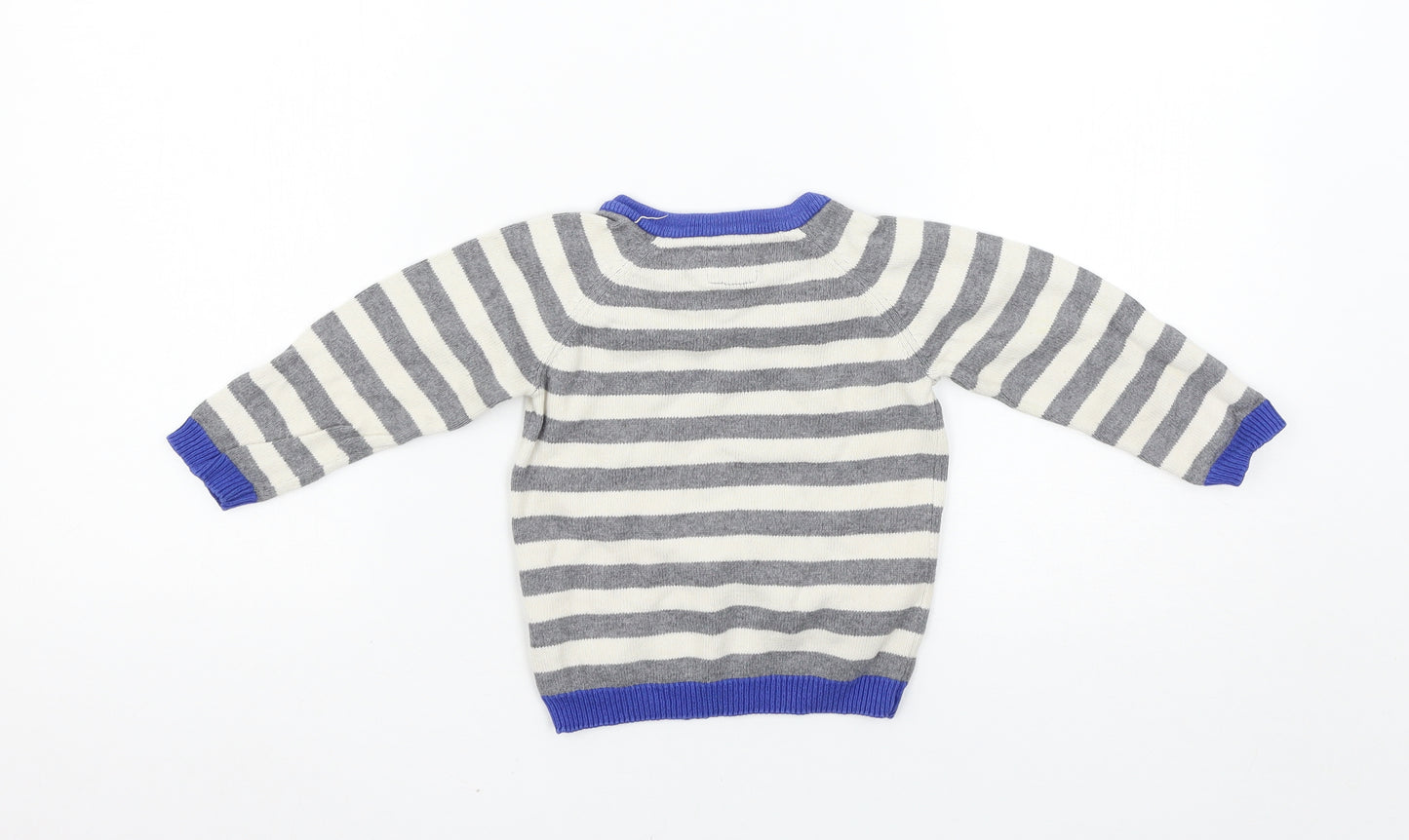 H&M Boys Grey Striped  Pullover Jumper Size 6-9 Months