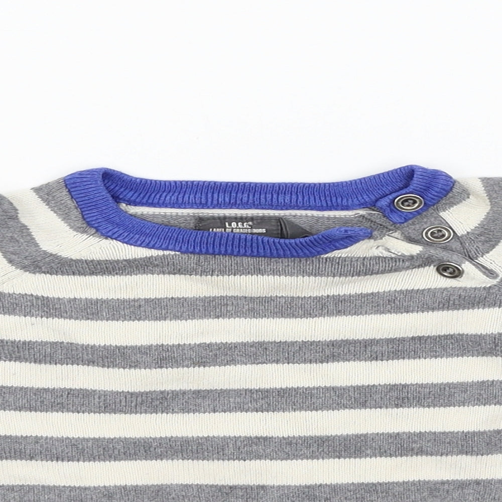 H&M Boys Grey Striped  Pullover Jumper Size 6-9 Months