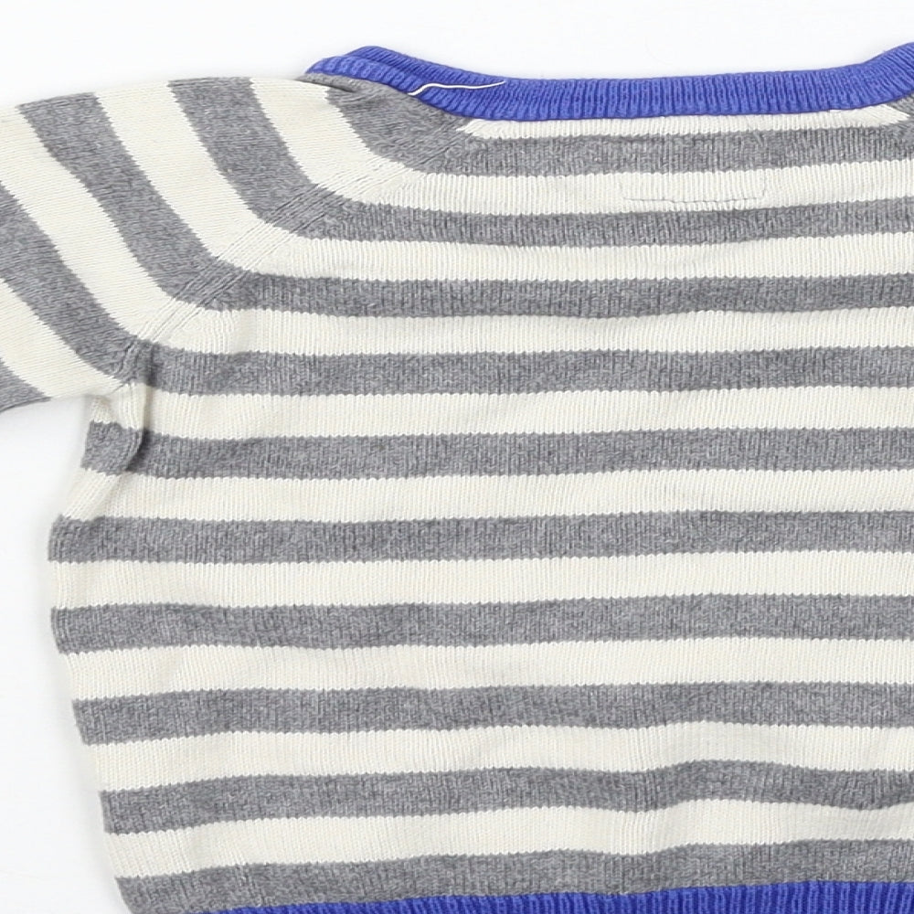 H&M Boys Grey Striped  Pullover Jumper Size 6-9 Months