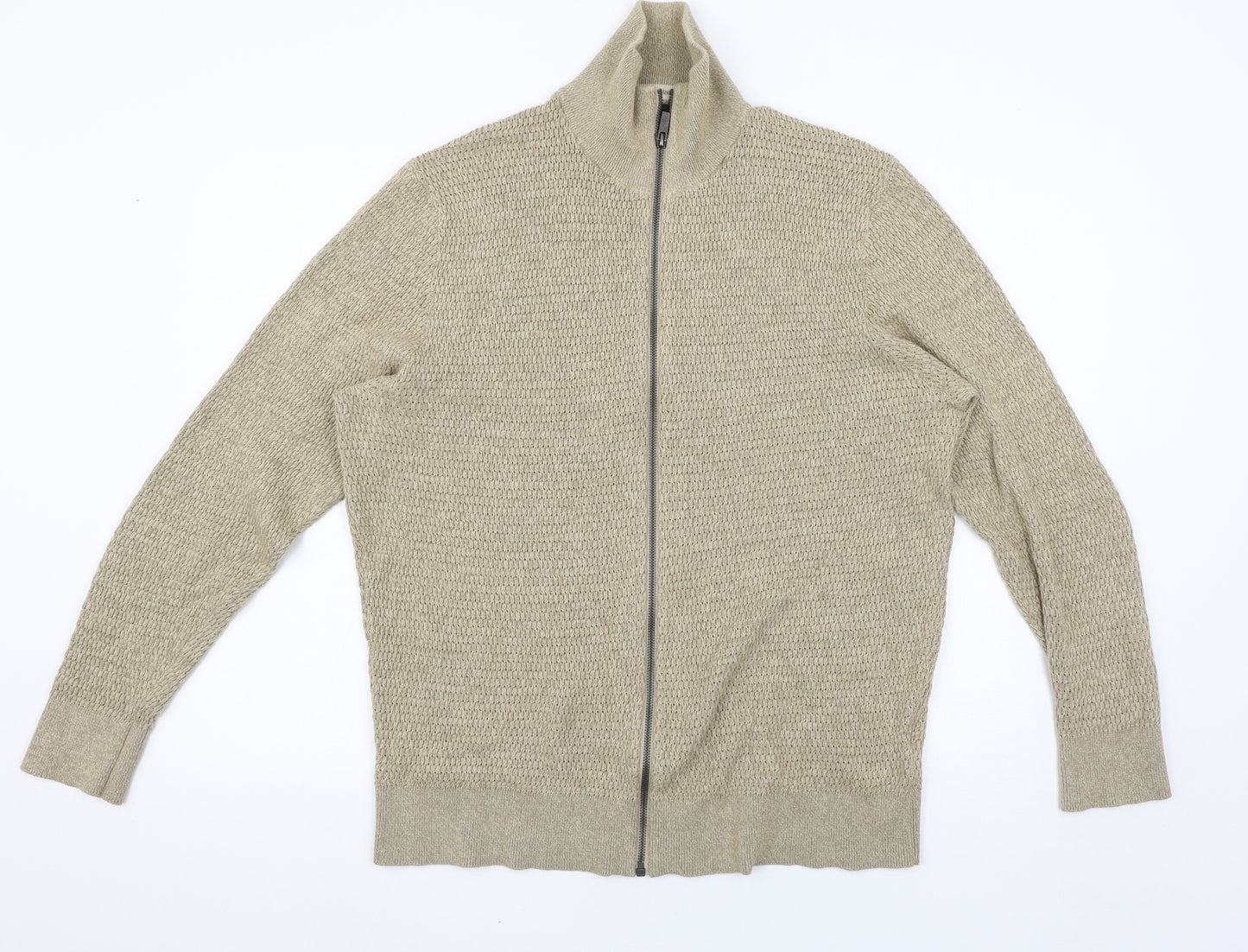 George Mens Beige   Full Zip Jumper Size L
