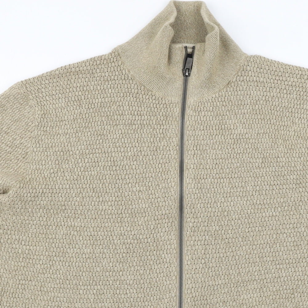 George Mens Beige   Full Zip Jumper Size L