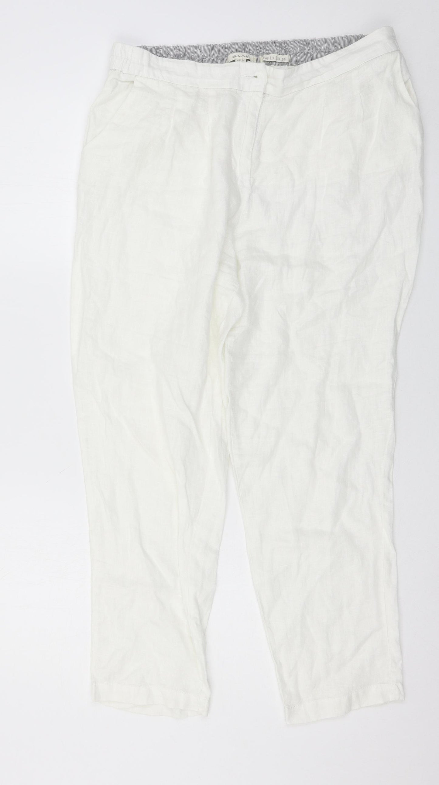 White Stuff Womens White   Trousers  Size 14 L27 in